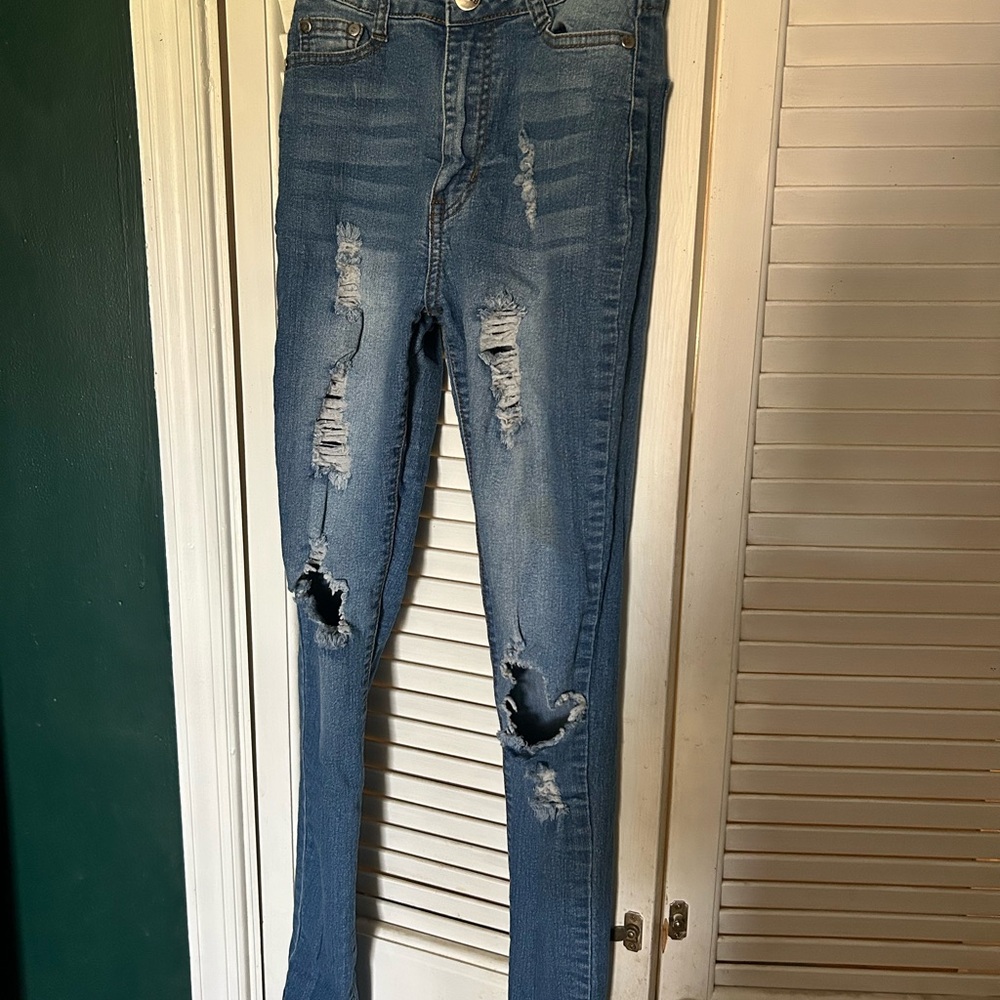Fashion Nova | Distressed Blue Denim Jeans